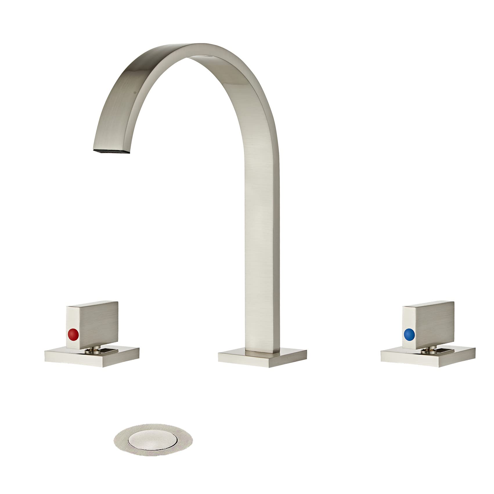 YANNLII Brushed Nickel Widespread Waterfall Bathroom Sink